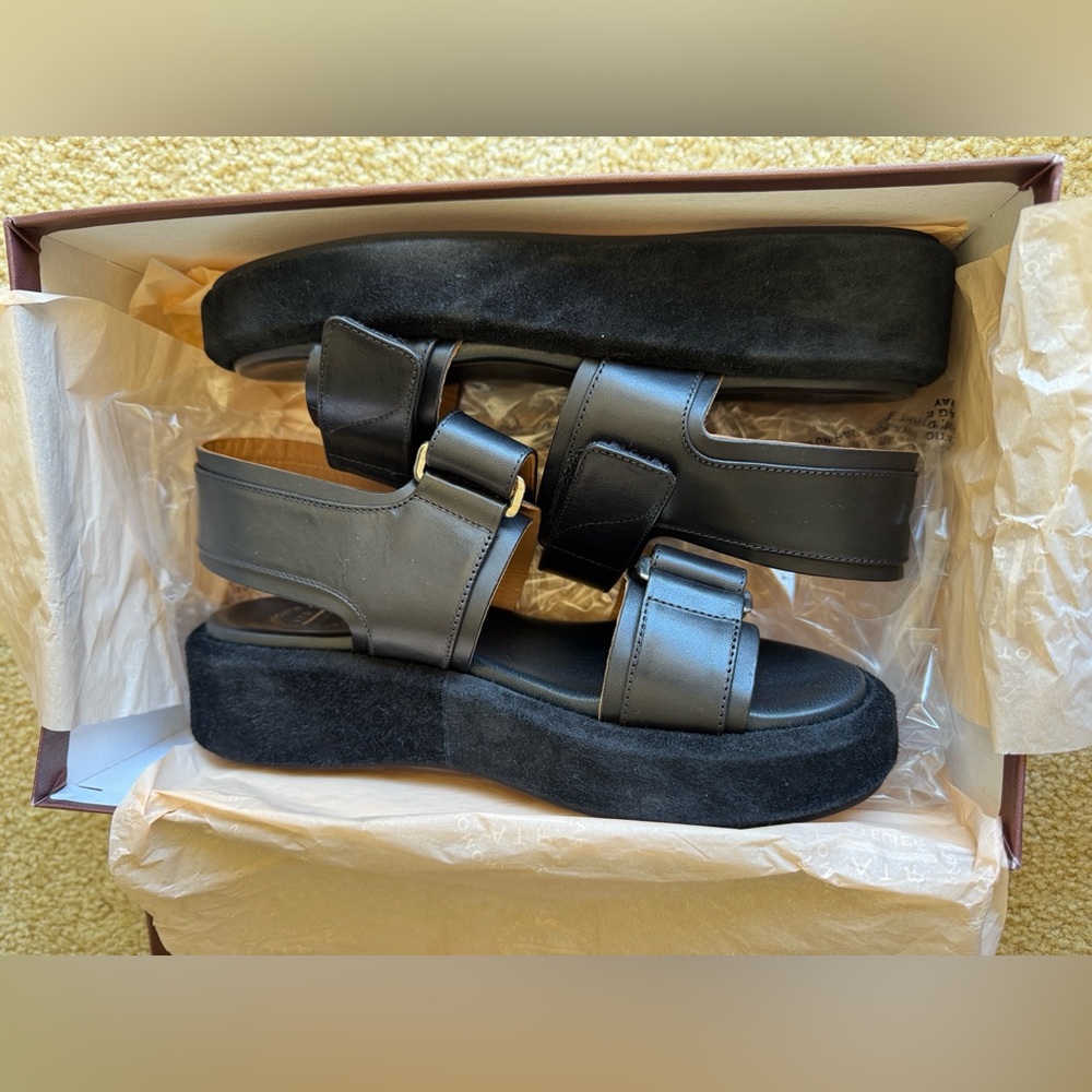 ATP Atelier Black Leather Sandals - Picture 5 of 8